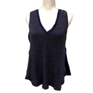Anthropologie Deletta Women's Blouse Top Small Navy Sparkle Layered Sleeveless